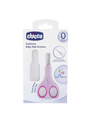 Chicco Baby Nail Scissor with Rounded Blade Ends for Safety, Easy Grip Handle, Grooming Accessory for Newborn Babies 0m+ (Pink)